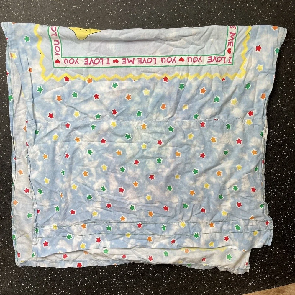 Vtg Barney the Dinosaur Bedroom Curtain Set of 2 Handmade 30